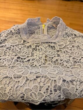 Nanette Lepore Light Lavender Lace High-Neck Blouse